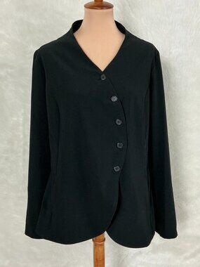 Matthildur Black Curved Asymmetrical Button Front Long Sleeve Jacket 2 6/8